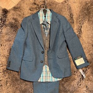 Blue Boys' Two-Piece Suit Jacket & Vest Set